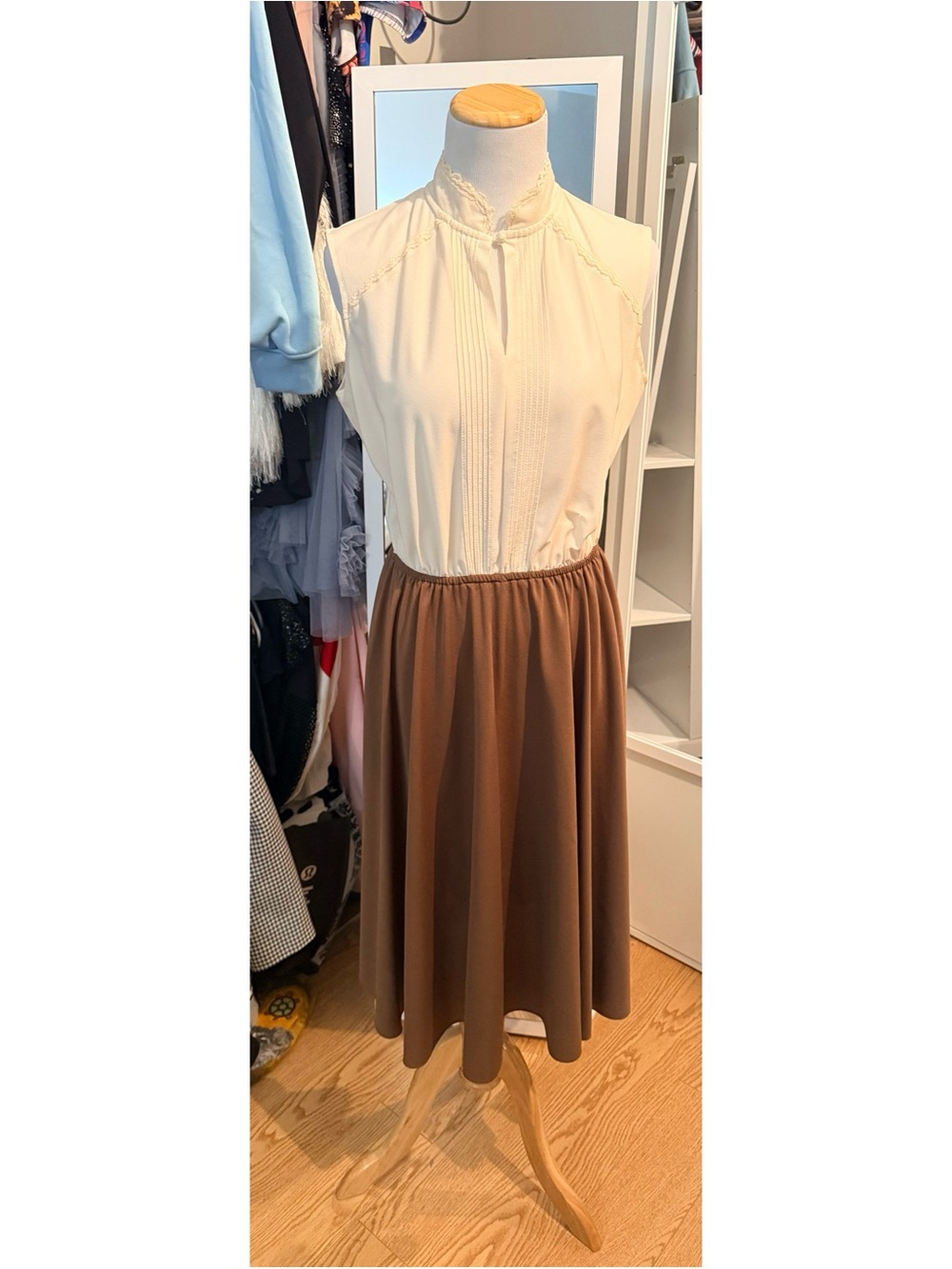 Vintage Jane Baar NY Two-Tone Midi Dress Cottagecore Dark Academia Size Medium